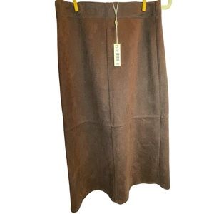 NWT! Max Studio Long Skirt Suede-like Finish Chocolate Brown Women’s Size XS